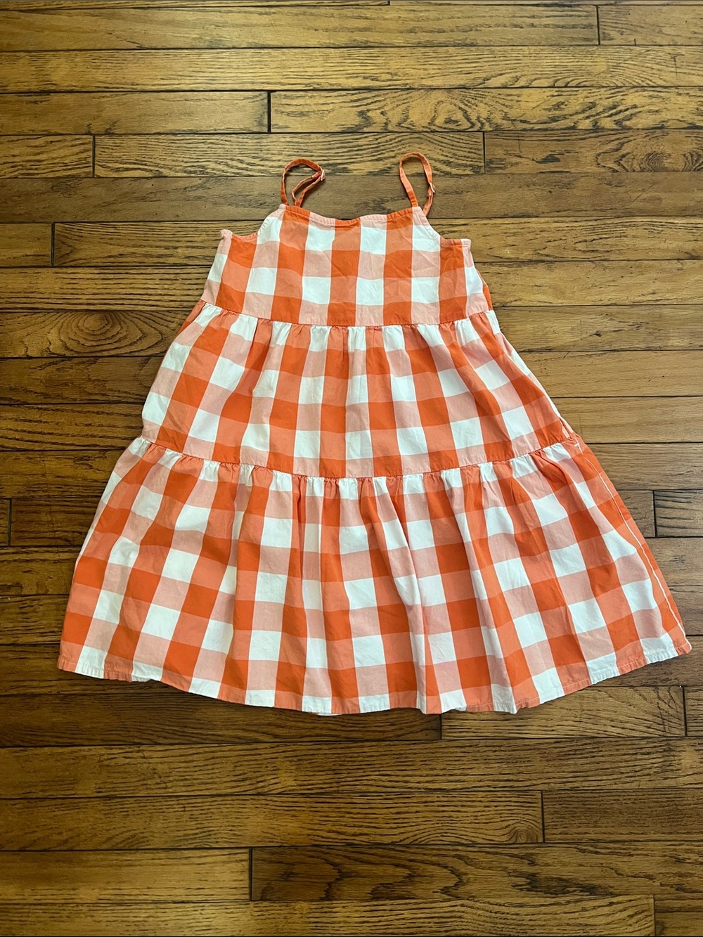 Uniqlo Orange and White Gingham Tiered Sundress